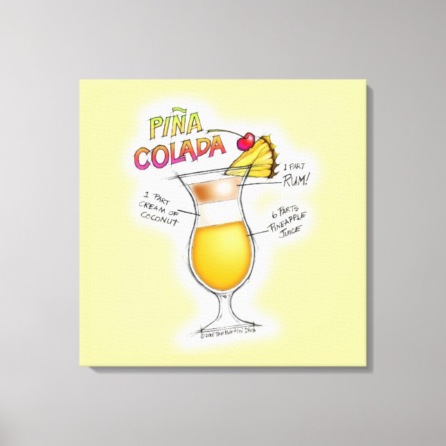 LIENZO RECETA DE COCTEL DE PINA COLADA ART (Anverso)