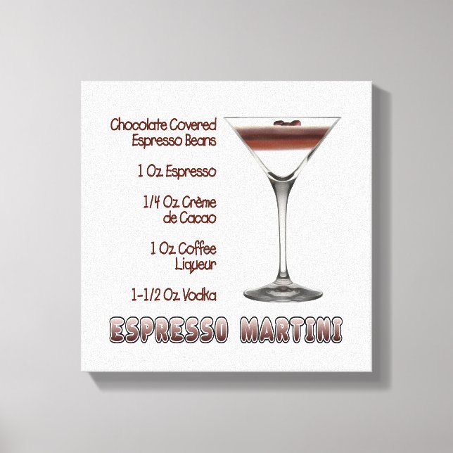Lienzo Receta de cóctel Espresso Martini Art 12"x12" (Anverso)