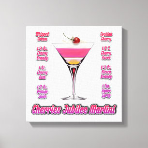 Lienzo Receta de Cóctel Martini Cherries Jubilee 12"x12"