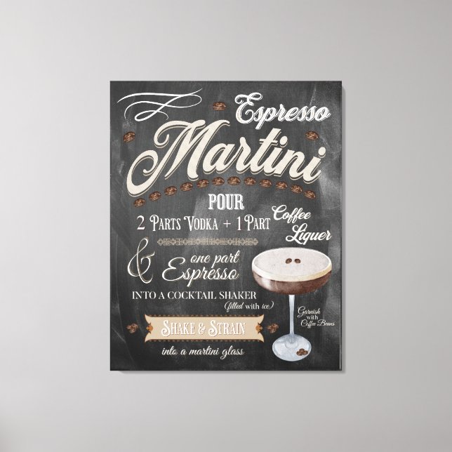Lienzo Receta de Espresso Martini Chalkboard (Anverso)