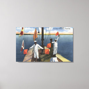 Lienzo Reclutas que aprenden la señalización del semáforo