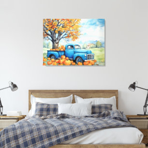 Lienzo Recogida Vintage de Otoño y Calabazas 32x24