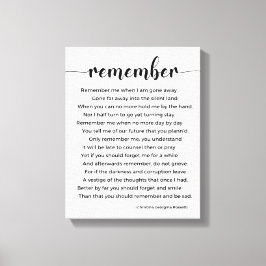 Lienzo Recordar poema de Christina Georgina Rossetti