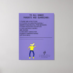 Lienzo Recordatorio a los padres de baile Banana Peri