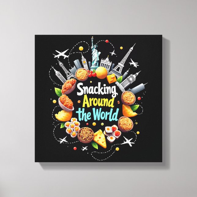 Lienzo Recorriendo El Mundo De Los Viajes De Comida Rápid (Anverso)