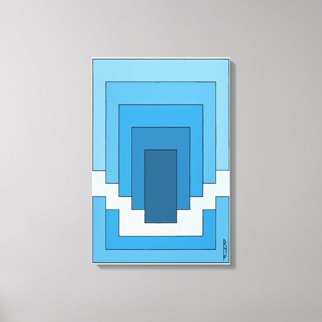 Lienzo Rectángulo abstracto en azul  (Anverso)