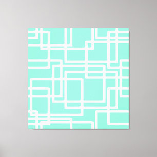Lienzo Rectángulos Retro Modernos En Aqua Diluido