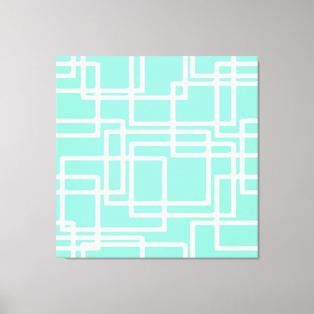 Lienzo Rectángulos Retro Modernos En Aqua Diluido (Anverso)