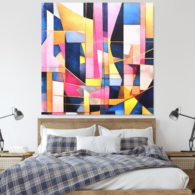 Lienzo Rectángulos y Triángulos Geométricos Abstractos (Insitu(Dormitorio))