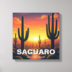 Lienzo Recuerdo de Cactus en el Parque Nacional Saguaro
