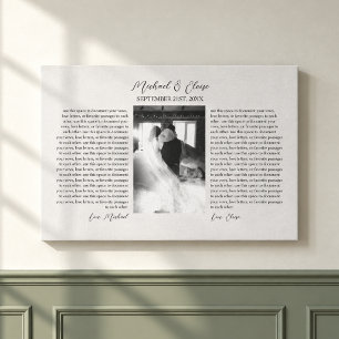 Lienzo Recuerdo de Foto de Votos de Boda Personalizados