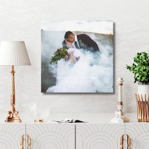 Lienzo Recuerdo personalizado de la foto de boda con nomb