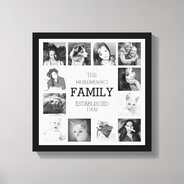 Lienzo Recuerdos de fotos familiares con personalización (Anverso)