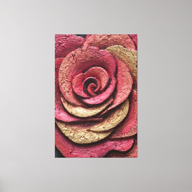Lienzo Red and Gold Rose Texture Abstract Wall Art (Anverso)