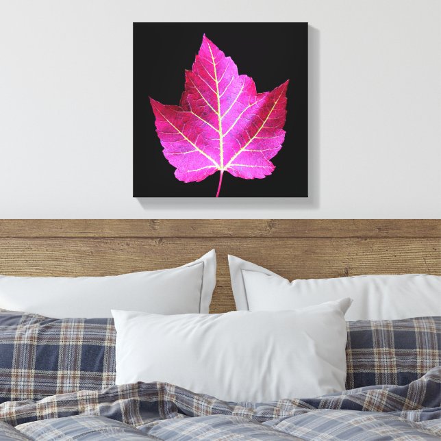 Lienzo Red Autumn Maple Leaf on Black Floral (Insitu(Dormitorio))
