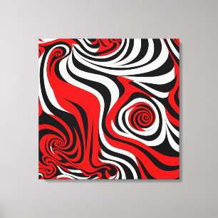Lienzo Red, Black and White Wave Pattern