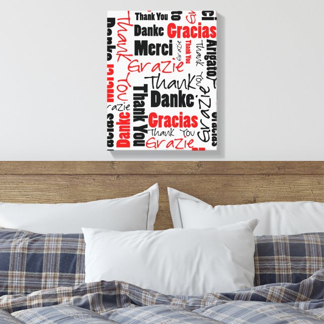 Lienzo Red Black Gracias Word Cloud (Insitu(Dormitorio))