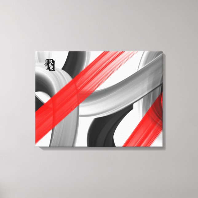 Lienzo Red Black White Gray Abstract  (Anverso)