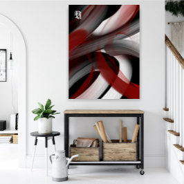 Lienzo Red Black White Gray Abstract