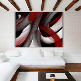 Lienzo Red Black White Gray Abstract
