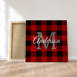 Lienzo Red Buffalo Plaid | Personal Inicial | Regalo<br><div class="desc">Disfrute de la calidez y el encanto de los clásicos Red Buffalo Plaid con un toque personal. Ya sea por un cumpleaños,  aniversario o simplemente por mostrar a alguien a quien le importa,  este regalo de personalizable seguramente hará una impresión duradera.</div>