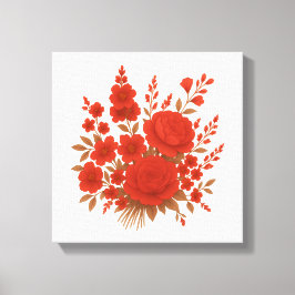 Lienzo Red Floral Elegant Rose Bouquet Botanical Print