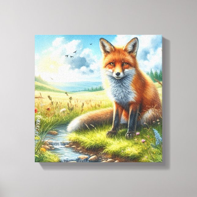 Lienzo Red Fox Sitting por Stream Streaming Canvas Print (Anverso)