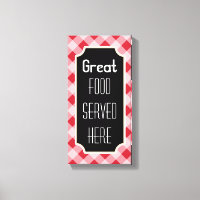 Red Gingham Gran Canvas de Rótulo de Comida