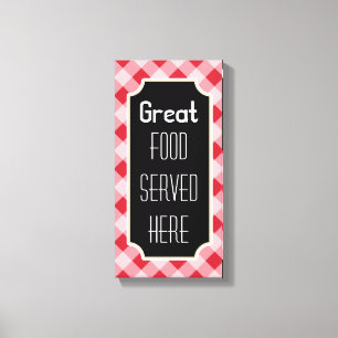Lienzo Red Gingham Gran Canvas de Rótulo de Comida