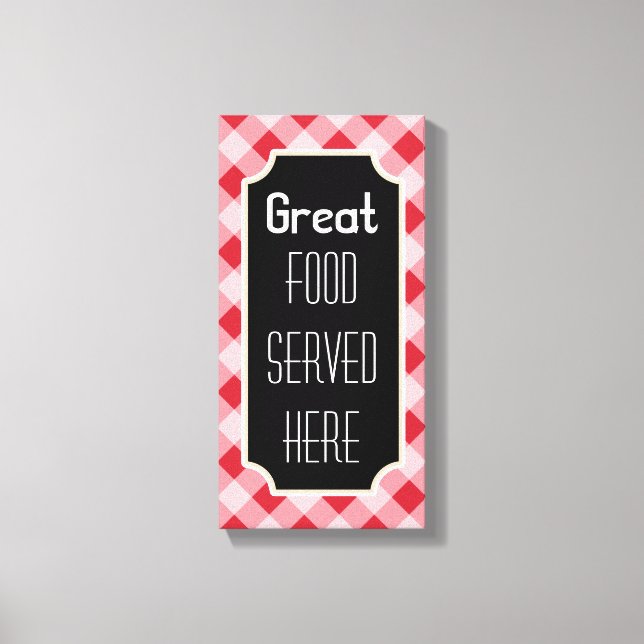 Lienzo Red Gingham Gran Canvas de Rótulo de Comida (Anverso)