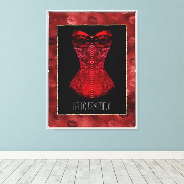 Lienzo Red Lips Corset (Insitu (piso de madera))