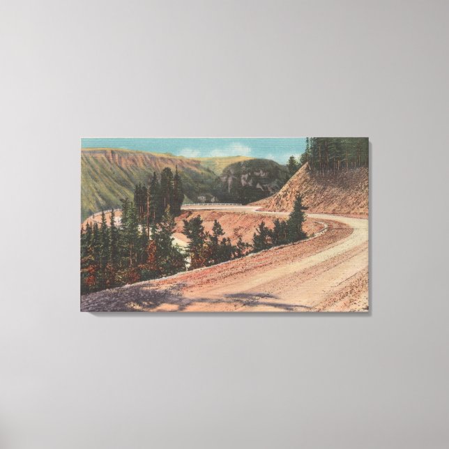 Lienzo Red Lodge, MT - Vista de la curva de Mae West (Anverso)