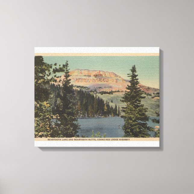 Lienzo Red Lodge, MT - Vista del lago Beartooth y Butte (Anverso)
