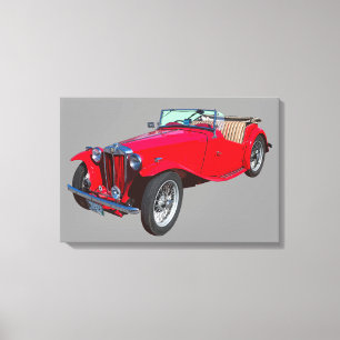 Lienzo Red MG Coche Deportivo Antiguo Convertible