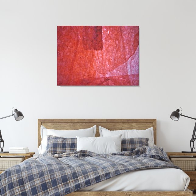 Lienzo Red minimalism Stretched Canvas Print,Ordinary red (Insitu(Dormitorio))