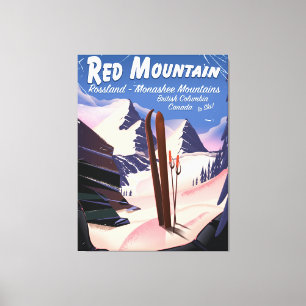 Lienzo Red Mountain British Columbia, poster de esquí de