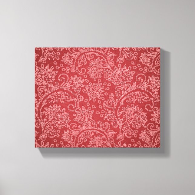 Lienzo Red Paisley Damask Designer Floral Classic (Anverso)