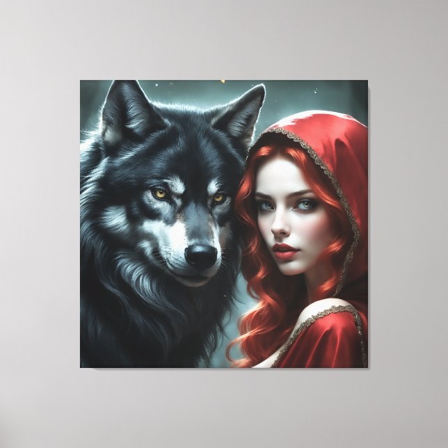 Lienzo Red riding hood an his wolf  (Anverso)