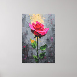 Lienzo Red Rose with Stem Texture Abstract Wall Art