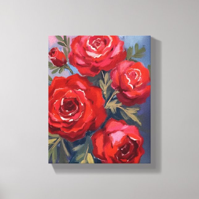 Lienzo Red Roses | Floral Watercolor Painting (Anverso)