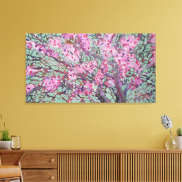 Lienzo Redbud En Un Cielo Verde Mate / Artista Larry Lere
