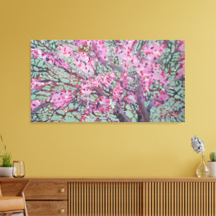 Lienzo Redbud En Un Cielo Verde Mate / Artista Larry Lere