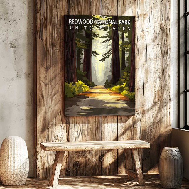 Lienzo Redwood National Park USA Travel Poster Canvas Art (Redwood National Park USA Travel Poster Canvas Art by TinkPrints.)