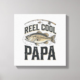 Lienzo Reel Cool Papa Diseño Vectorial de Pesca Vintage_1