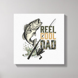 Lienzo Reel Cool Papá Pesca de Lubina Diseño de Grabado V