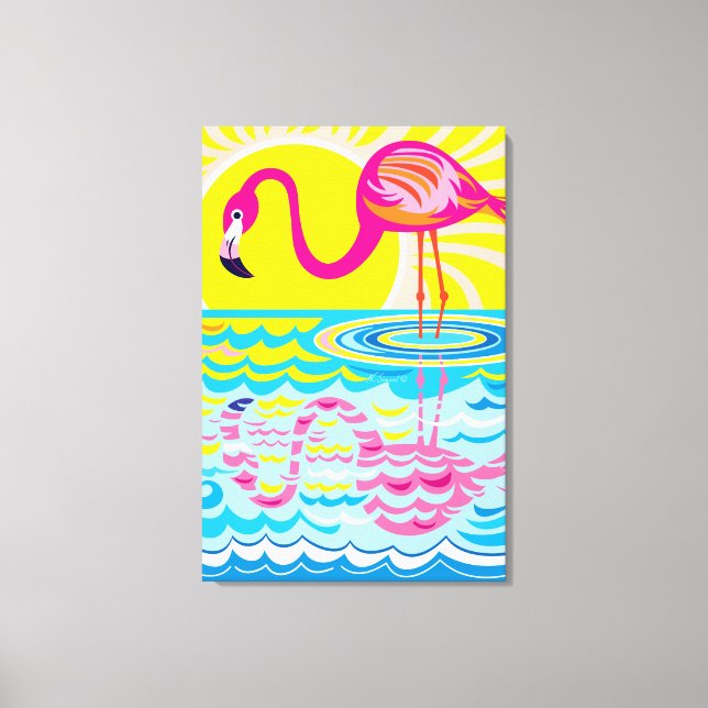 Lienzo Reflejo de flamenco rosa (Anverso)