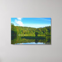 Reflejo del bosque del lago cielo azul Indonesia