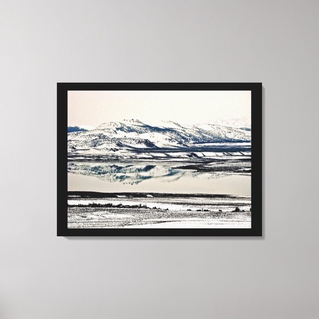 LIENZO REFLEJOS DE ESPEJO DE INVIERNO EN MONO LAKE, CA (Anverso)