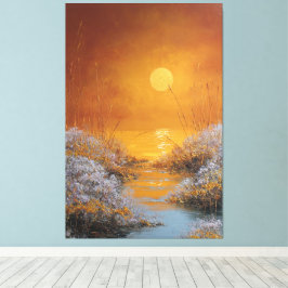 Lienzo Reflejos de puesta de sol dorada paisaje abstracto
