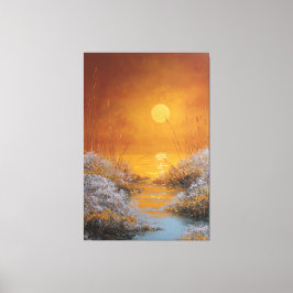 Lienzo Reflejos de puesta de sol dorada paisaje abstracto